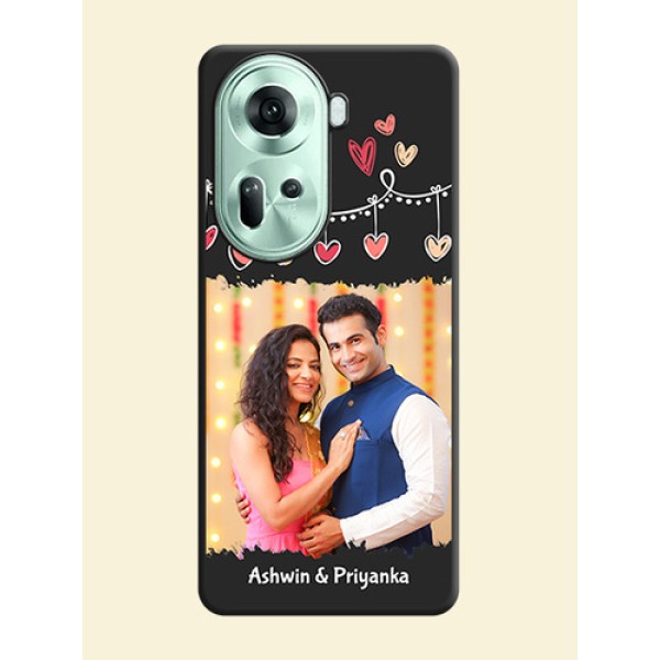 Pink Love Hangings with Name on Space Black Custom Soft Matte Phone Cases - Reno 11 5G Pink Love Hangings with Name on Space Black Custom Soft Matte Phone Cases - Reno 11 5G