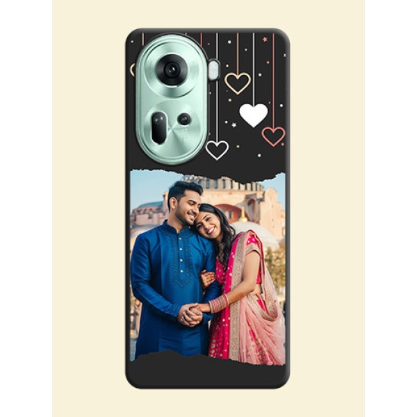 Love Hangings with Splash Wave Picture on Space Black Custom Soft Matte Phone Back Cover - Reno 11 5G Love Hangings with Splash Wave Picture on Space Black Custom Soft Matte Phone Back Cover - Reno 11 5G