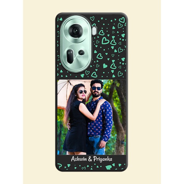 Sea Green Indefinite Love Pattern - Photo on Space Black Soft Matte Mobile Cover - Reno 11 5G Sea Green Indefinite Love Pattern - Photo on Space Black Soft Matte Mobile Cover - Reno 11 5G