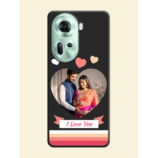 Love Shaped Photo with Colorful Stripes on Personalised Space Black Soft Matte Cases - Reno 11 5G Love Shaped Photo with Colorful Stripes on Personalised Space Black Soft Matte Cases - Reno 11 5G
