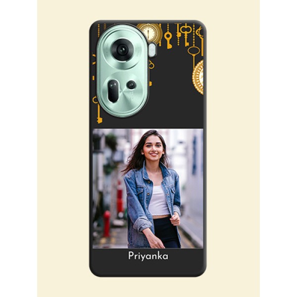 Decorative Design with Text on Space Black Custom Soft Matte Back Cover - Reno 11 5G Decorative Design with Text on Space Black Custom Soft Matte Back Cover - Reno 11 5G