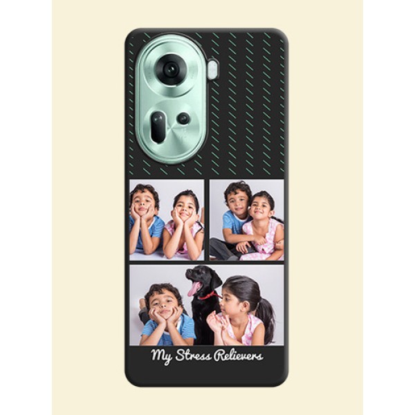Cross Dotted Pattern with 2 Image Holder on Personalised Space Black Soft Matte Cases - Reno 11 5G Cross Dotted Pattern with 2 Image Holder on Personalised Space Black Soft Matte Cases - Reno 11 5G