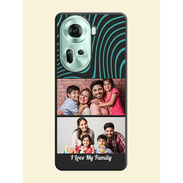 Wave Pattern with 2 Image Holder on Space Black Personalized Soft Matte Phone Covers - Reno 11 5G Wave Pattern with 2 Image Holder on Space Black Personalized Soft Matte Phone Covers - Reno 11 5G