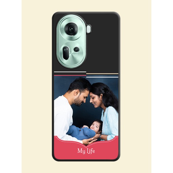 Classic Plain Design with Name - Photo on Space Black Soft Matte Phone Cover - Reno 11 5G