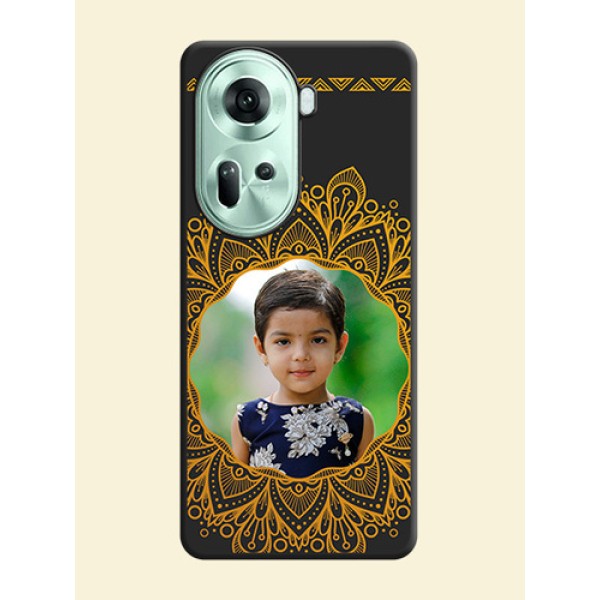 Round Image with Floral Design - Photo on Space Black Soft Matte Mobile Cover - Reno 11 5G Round Image with Floral Design - Photo on Space Black Soft Matte Mobile Cover - Reno 11 5G