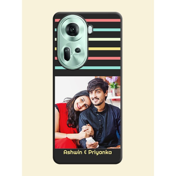 Color Stripes with Photo and Text - Photo on Space Black Soft Matte Mobile Case - Reno 11 5G Color Stripes with Photo and Text - Photo on Space Black Soft Matte Mobile Case - Reno 11 5G