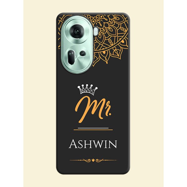 Mr Name with Floral Design on Personalised Space Black Soft Matte Cases - Reno 11 5G Mr Name with Floral Design on Personalised Space Black Soft Matte Cases - Reno 11 5G