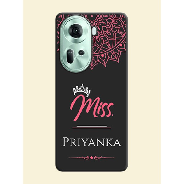 Mrs Name with Floral Design on Space Black Personalized Soft Matte Phone Covers - Reno 11 5G Mrs Name with Floral Design on Space Black Personalized Soft Matte Phone Covers - Reno 11 5G