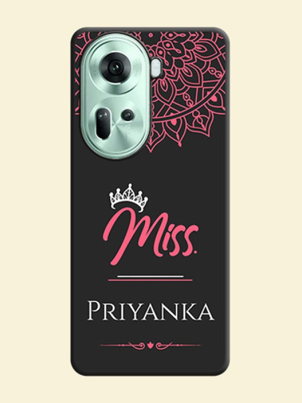 Mrs Name with Floral Design on Space Black Personalized Soft Matte Phone Covers - Reno 11 5G
