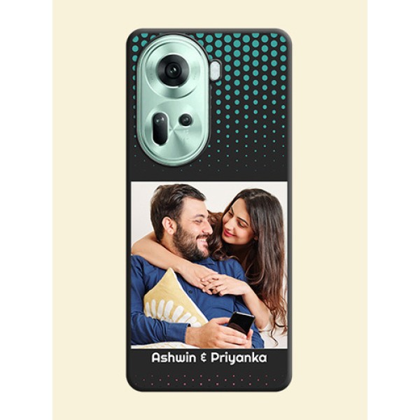 Faded Dots with Grunge Photo Frame and Text on Space Black Custom Soft Matte Phone Cases - Reno 11 5G Faded Dots with Grunge Photo Frame and Text on Space Black Custom Soft Matte Phone Cases - Reno 11 5G