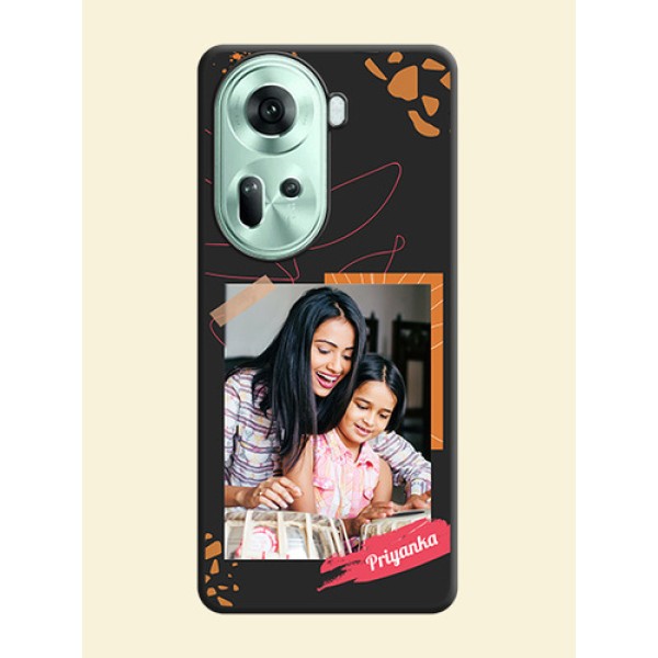 Orange Photo Frame on Space Black Custom Soft Matte Phone Back Cover - Reno 11 5G Orange Photo Frame on Space Black Custom Soft Matte Phone Back Cover - Reno 11 5G
