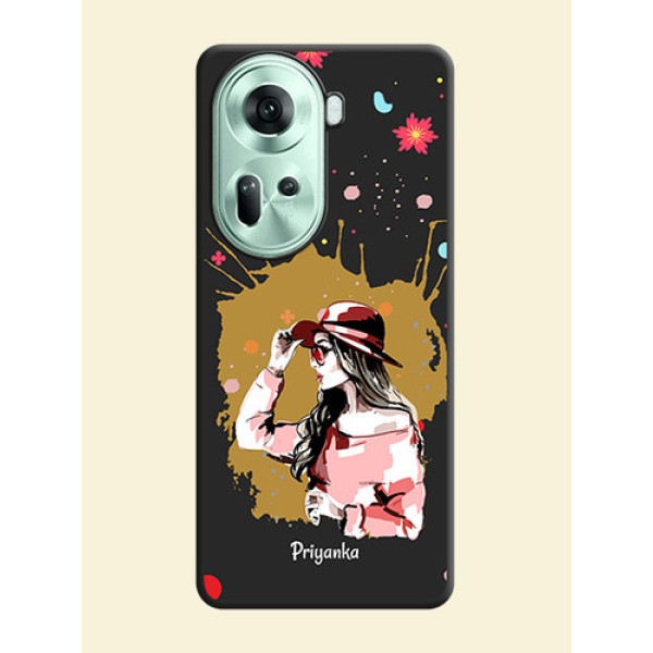 Mordern Lady With Color Splash Background With Custom Text On Space Black Personalized Soft Matte Phone Covers - Reno 11 5G Mordern Lady With Color Splash Background With Custom Text On Space Black Personalized Soft Matte Phone Covers - Reno 11 5G