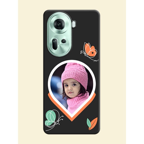 Upload Pic With Simple Butterly Design On Space Black Personalized Soft Matte Phone Covers - Reno 11 5G Upload Pic With Simple Butterly Design On Space Black Personalized Soft Matte Phone Covers - Reno 11 5G