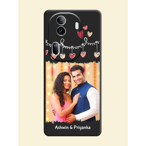 Pink Love Hangings with Name on Space Black Custom Soft Matte Phone Cases - Reno 11 Pro 5G Pink Love Hangings with Name on Space Black Custom Soft Matte Phone Cases - Reno 11 Pro 5G