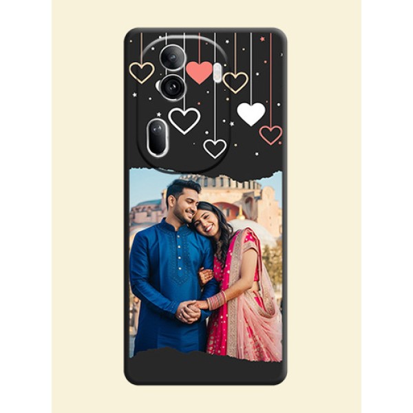Love Hangings with Splash Wave Picture on Space Black Custom Soft Matte Phone Back Cover - Reno 11 Pro 5G Love Hangings with Splash Wave Picture on Space Black Custom Soft Matte Phone Back Cover - Reno 11 Pro 5G