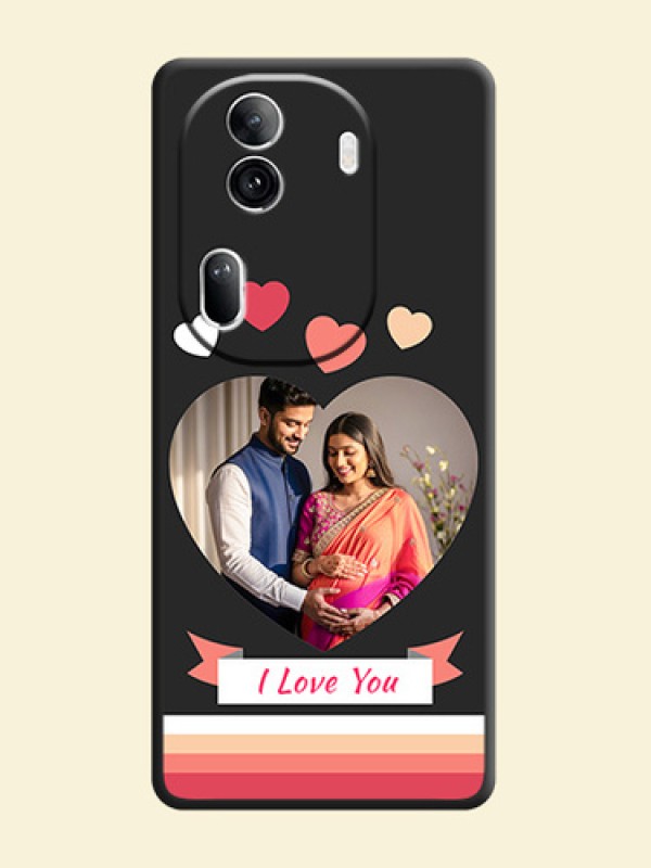 Love Shaped Photo with Colorful Stripes on Personalised Space Black Soft Matte Cases - Reno 11 Pro 5G
