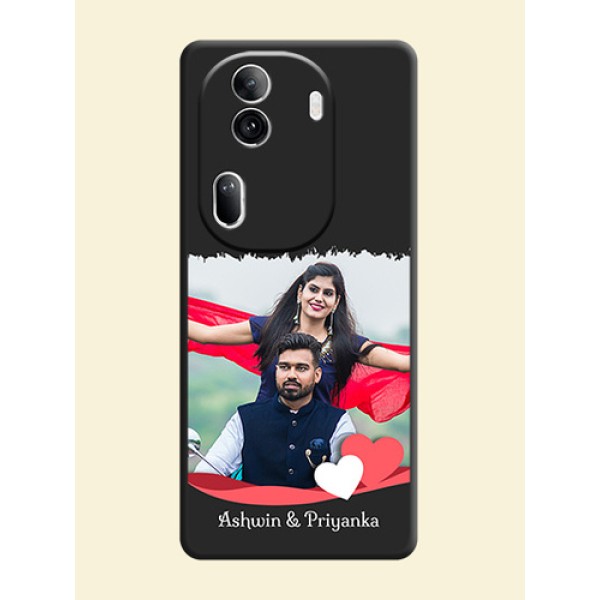 Pink Color Love Shaped Ribbon Design with Text on Space Black Custom Soft Matte Phone Back Cover - Reno 11 Pro 5G Pink Color Love Shaped Ribbon Design with Text on Space Black Custom Soft Matte Phone Back Cover - Reno 11 Pro 5G