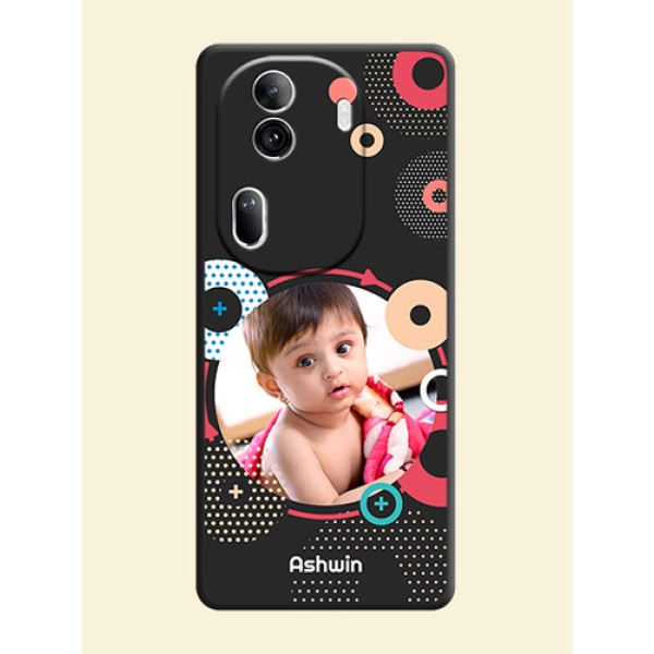 Multicoloured Round Image on Personalised Space Black Soft Matte Cases - Reno 11 Pro 5G