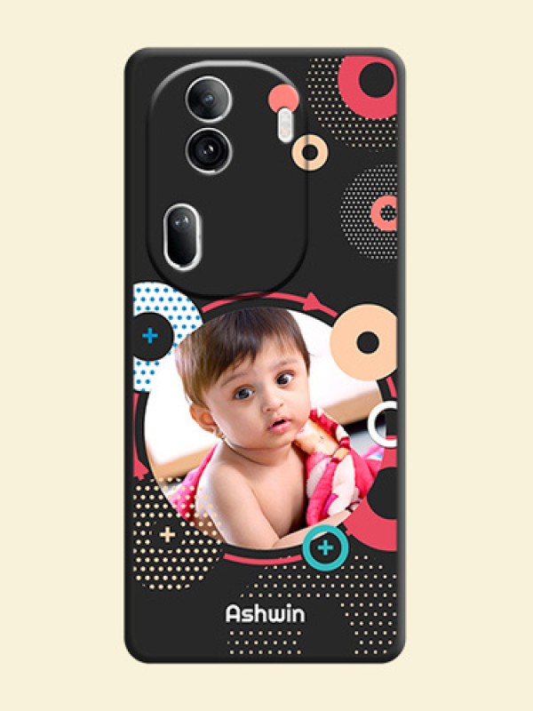Multicoloured Round Image on Personalised Space Black Soft Matte Cases - Reno 11 Pro 5G