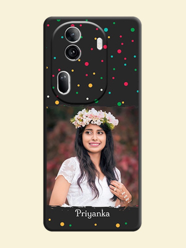 Multicolor Dotted Pattern with Text on Space Black Custom Soft Matte Phone Back Cover - Reno 11 Pro 5G