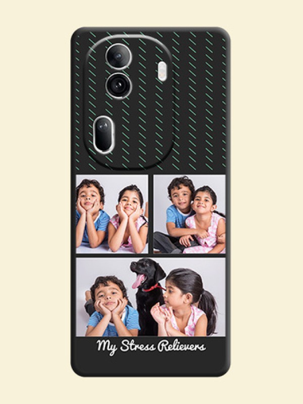 Cross Dotted Pattern with 2 Image Holder on Personalised Space Black Soft Matte Cases - Reno 11 Pro 5G