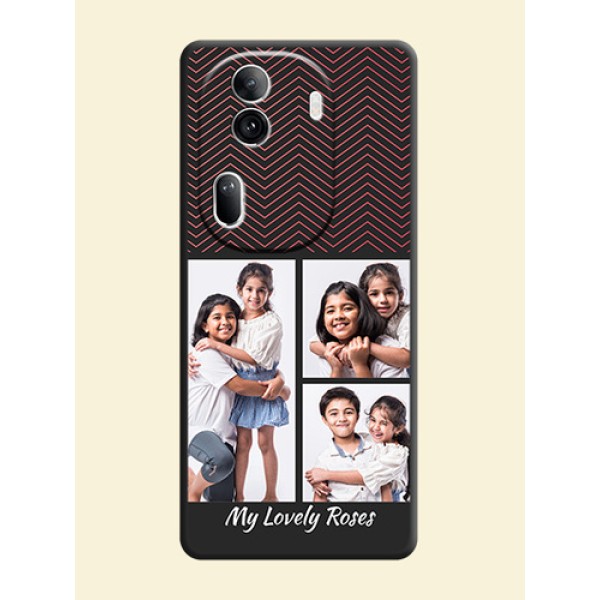 Wave Pattern with 3 Image Holder on Space Black Custom Soft Matte Back Cover - Reno 11 Pro 5G Wave Pattern with 3 Image Holder on Space Black Custom Soft Matte Back Cover - Reno 11 Pro 5G