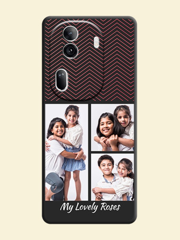 Wave Pattern with 3 Image Holder on Space Black Custom Soft Matte Back Cover - Reno 11 Pro 5G