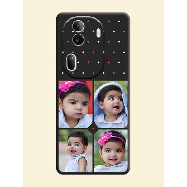 Multicolor Dotted Pattern with 4 Image Holder on Space Black Custom Soft Matte Phone Cases - Reno 11 Pro 5G Multicolor Dotted Pattern with 4 Image Holder on Space Black Custom Soft Matte Phone Cases - Reno 11 Pro 5G