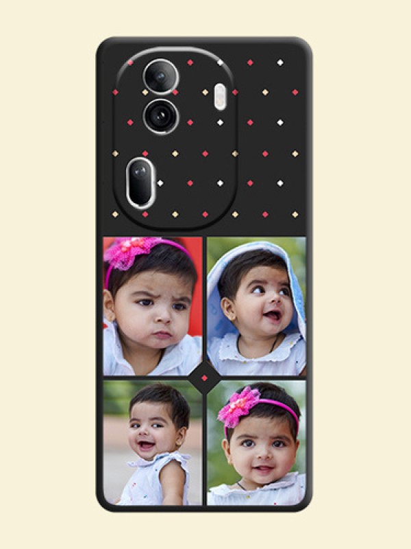 Multicolor Dotted Pattern with 4 Image Holder on Space Black Custom Soft Matte Phone Cases - Reno 11 Pro 5G