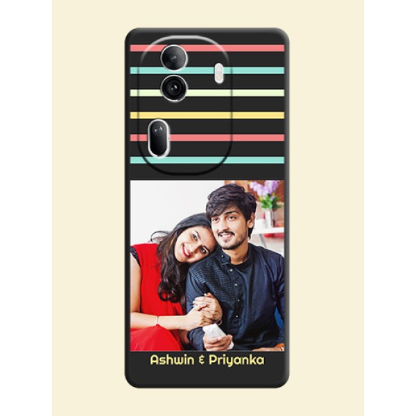 Color Stripes with Photo and Text - Photo on Space Black Soft Matte Mobile Case - Reno 11 Pro 5G Color Stripes with Photo and Text - Photo on Space Black Soft Matte Mobile Case - Reno 11 Pro 5G