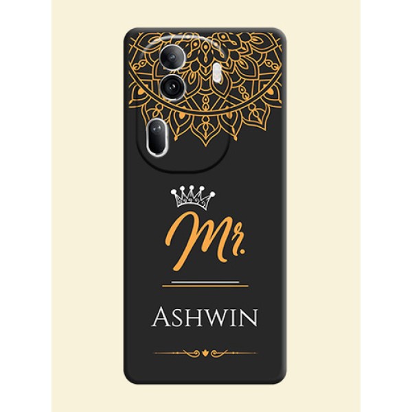 Mr Name with Floral Design on Personalised Space Black Soft Matte Cases - Reno 11 Pro 5G Mr Name with Floral Design on Personalised Space Black Soft Matte Cases - Reno 11 Pro 5G