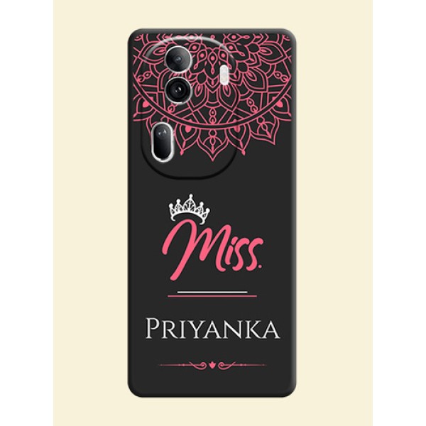 Mrs Name with Floral Design on Space Black Personalized Soft Matte Phone Covers - Reno 11 Pro 5G Mrs Name with Floral Design on Space Black Personalized Soft Matte Phone Covers - Reno 11 Pro 5G