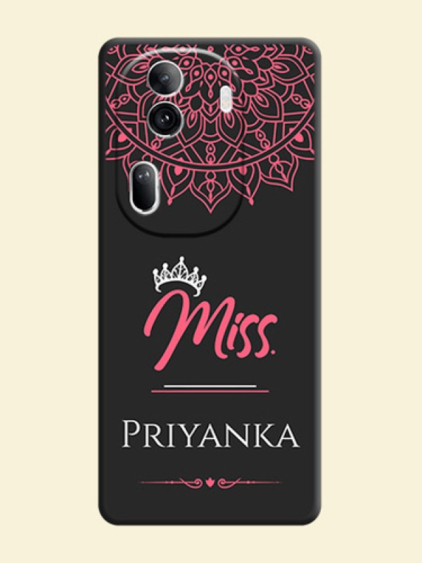 Mrs Name with Floral Design on Space Black Personalized Soft Matte Phone Covers - Reno 11 Pro 5G
