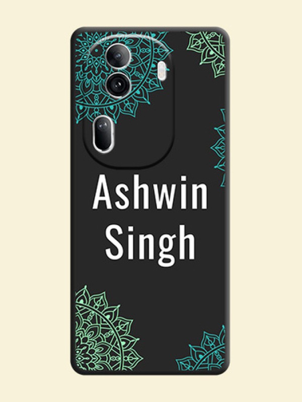 Your Name with Floral Design on Space Black Custom Soft Matte Back Cover - Reno 11 Pro 5G