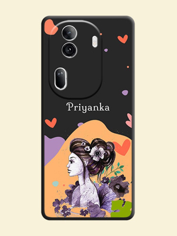 Namecase For Her With Fancy Lady Image On Space Black Personalized Soft Matte Phone Covers - Reno 11 Pro 5G