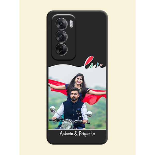 Fall in Love Pattern with Picture on Photo On Space Black Custom Soft Matte Mobile Back Cover - Oppo Reno 12 5G