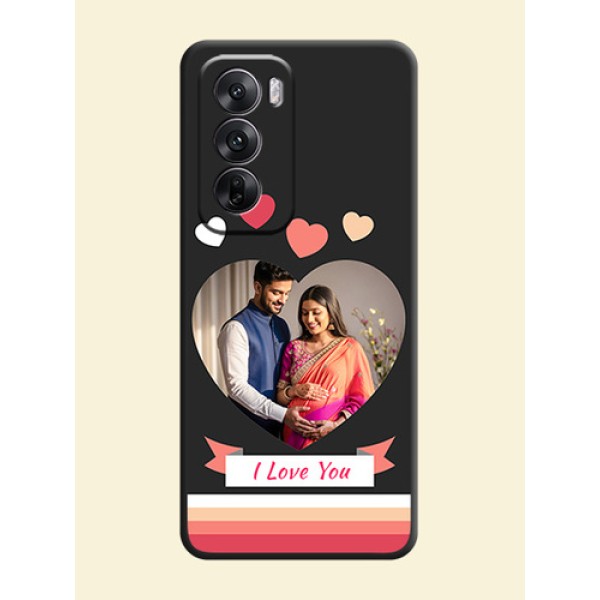 Love Shaped Photo with Colorful Stripes On Space Black Custom Soft Matte Mobile Back Cover - Oppo Reno 12 5G Love Shaped Photo with Colorful Stripes On Space Black Custom Soft Matte Mobile Back Cover - Oppo Reno 12 5G