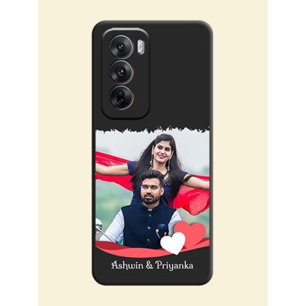 Pin Color Love Shaped Ribbon Design with Text On Space Black Custom Soft Matte Mobile Back Cover - Oppo Reno 12 5G