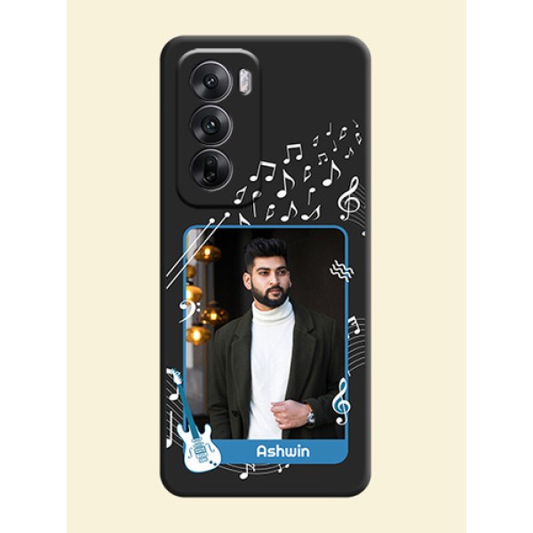 Musical Theme Design with Text on Photo On Space Black Custom Soft Matte Mobile Back Cover - Oppo Reno 12 5G Musical Theme Design with Text on Photo On Space Black Custom Soft Matte Mobile Back Cover - Oppo Reno 12 5G
