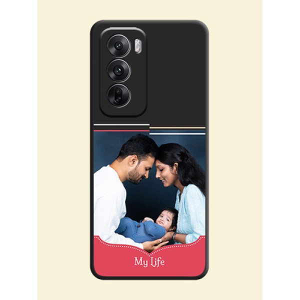 Classic Plain Design with Name On Space Black Custom Soft Matte Mobile Back Cover - Oppo Reno 12 5G Classic Plain Design with Name On Space Black Custom Soft Matte Mobile Back Cover - Oppo Reno 12 5G
