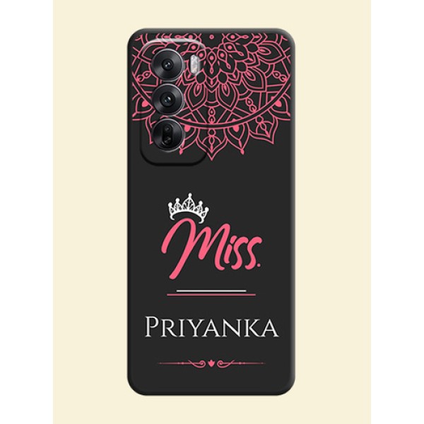 Mrs Name with Floral Design On Space Black Custom Soft Matte Mobile Back Cover - Oppo Reno 12 5G Mrs Name with Floral Design On Space Black Custom Soft Matte Mobile Back Cover - Oppo Reno 12 5G