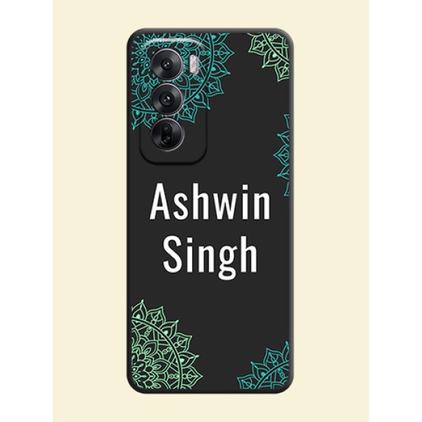 Your Name with Floral Design On Space Black Custom Soft Matte Mobile Back Cover - Oppo Reno 12 5G Your Name with Floral Design On Space Black Custom Soft Matte Mobile Back Cover - Oppo Reno 12 5G