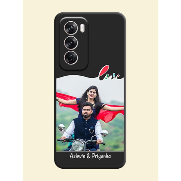 Fall in Love Pattern with Picture on Photo On Space Black Custom Soft Matte Mobile Back Cover - Oppo Reno 12 Pro 5G