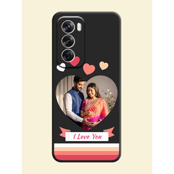 Love Shaped Photo with Colorful Stripes On Space Black Custom Soft Matte Mobile Back Cover - Oppo Reno 12 Pro 5G Love Shaped Photo with Colorful Stripes On Space Black Custom Soft Matte Mobile Back Cover - Oppo Reno 12 Pro 5G