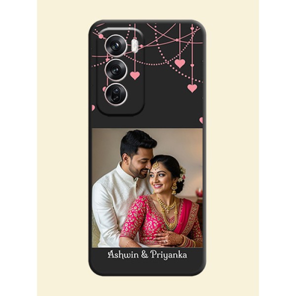 Pink Love Hangings with Text On Space Black Custom Soft Matte Mobile Back Cover - Oppo Reno 12 Pro 5G Pink Love Hangings with Text On Space Black Custom Soft Matte Mobile Back Cover - Oppo Reno 12 Pro 5G