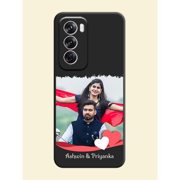 Pin Color Love Shaped Ribbon Design with Text On Space Black Custom Soft Matte Mobile Back Cover - Oppo Reno 12 Pro 5G