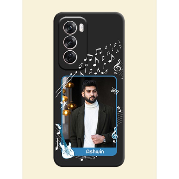 Musical Theme Design with Text on Photo On Space Black Custom Soft Matte Mobile Back Cover - Oppo Reno 12 Pro 5G Musical Theme Design with Text on Photo On Space Black Custom Soft Matte Mobile Back Cover - Oppo Reno 12 Pro 5G