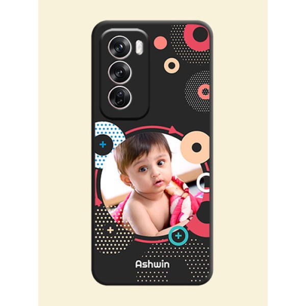 Multicoloured Round Image On Space Black Custom Soft Matte Mobile Back Cover - Oppo Reno 12 Pro 5G