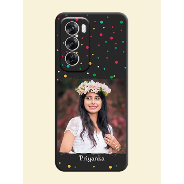 Multicolor Dotted Pattern with Text On Space Black Custom Soft Matte Mobile Back Cover - Oppo Reno 12 Pro 5G Multicolor Dotted Pattern with Text On Space Black Custom Soft Matte Mobile Back Cover - Oppo Reno 12 Pro 5G