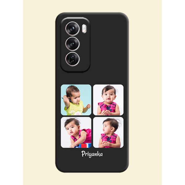Floral Art with 6 Image Holder on Photo On Space Black Custom Soft Matte Mobile Back Cover - Oppo Reno 12 Pro 5G Floral Art with 6 Image Holder on Photo On Space Black Custom Soft Matte Mobile Back Cover - Oppo Reno 12 Pro 5G